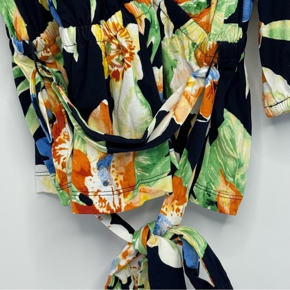 Lauren Ralph Lauren Floral Ruffles Belted Peplum 3/4 Sleeve Top NWT Size M - Picture 7 of 15